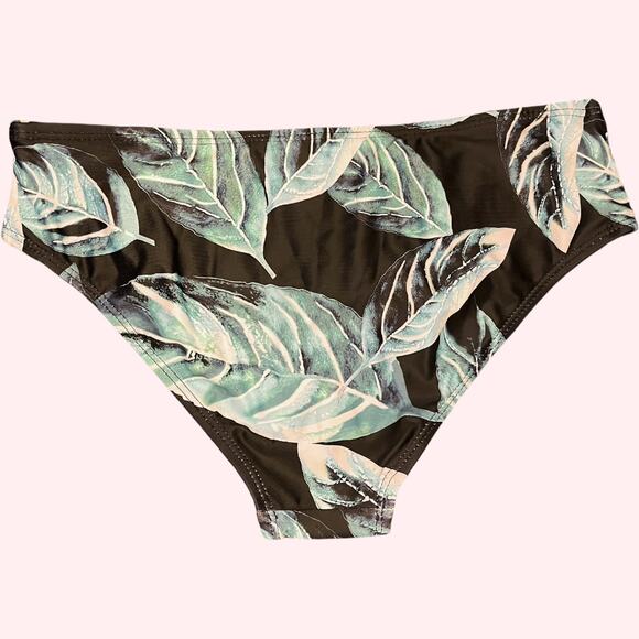 NWOT women's black and green tropical bikini bottom swim bottom size XS - Picture 2 of 4